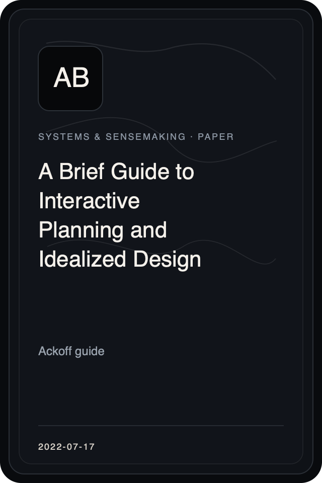 Cover treatment for A Brief Guide to Interactive Planning and Idealized Design