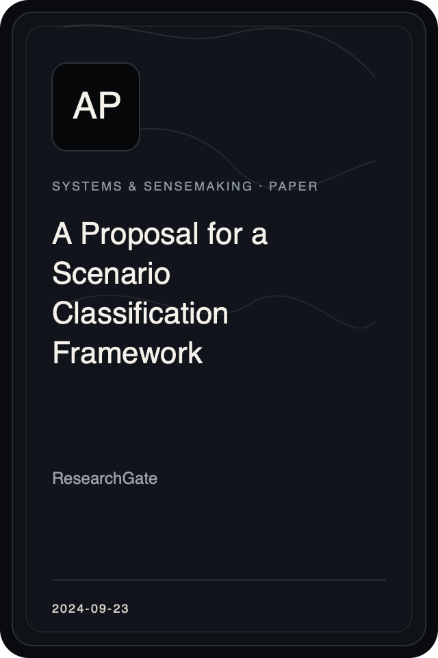 Cover treatment for A Proposal for a Scenario Classification Framework