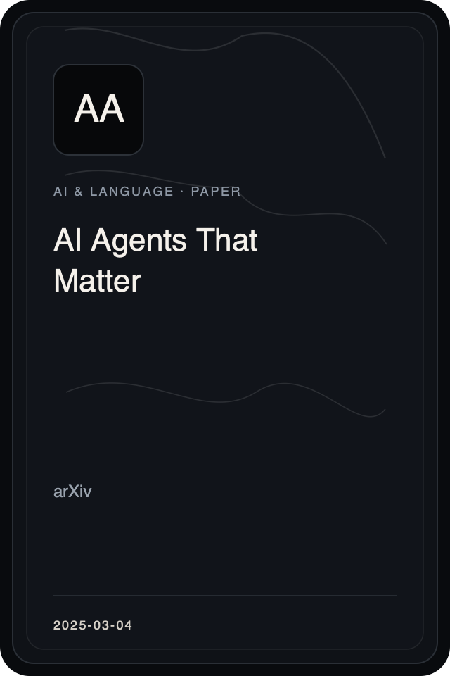 Cover treatment for AI Agents That Matter