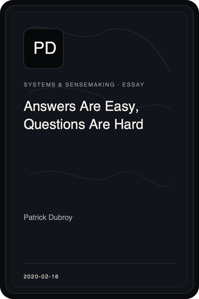 Cover treatment for Answers Are Easy, Questions Are Hard