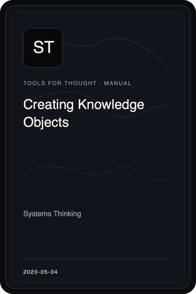 Cover treatment for Creating Knowledge Objects