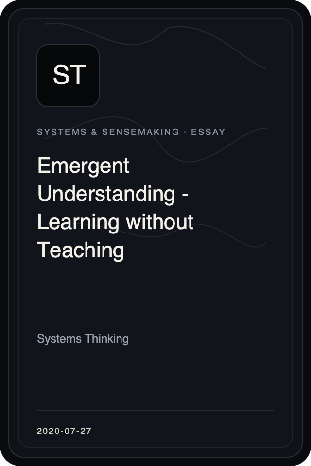 Cover treatment for Emergent Understanding - Learning without Teaching