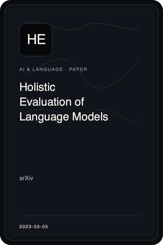 Cover treatment for Holistic Evaluation of Language Models