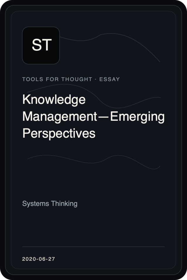 Cover treatment for Knowledge Management—Emerging Perspectives