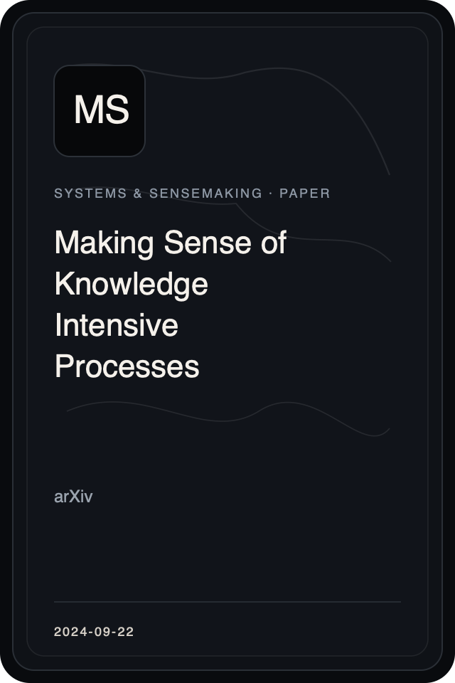 Cover treatment for Making Sense of Knowledge Intensive Processes