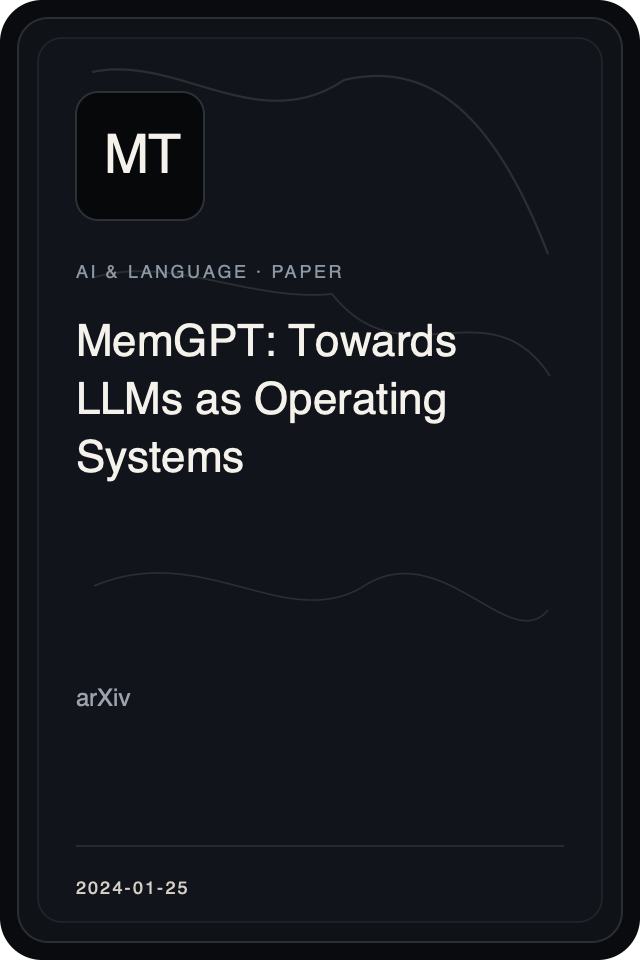 Cover treatment for MemGPT: Towards LLMs as Operating Systems