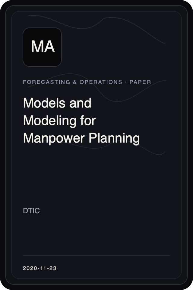 Cover treatment for Models and Modeling for Manpower Planning
