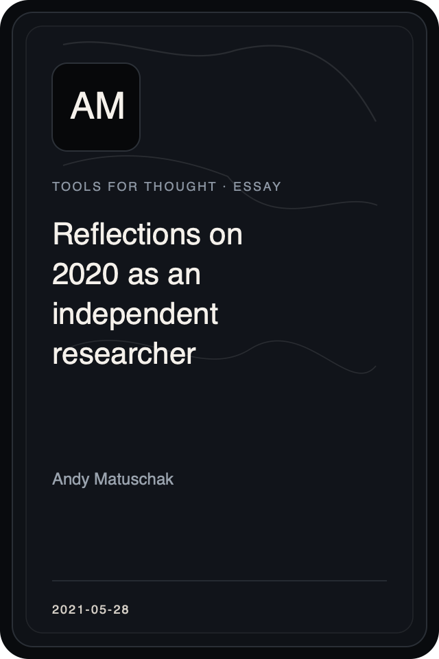 Cover treatment for Reflections on 2020 as an independent researcher