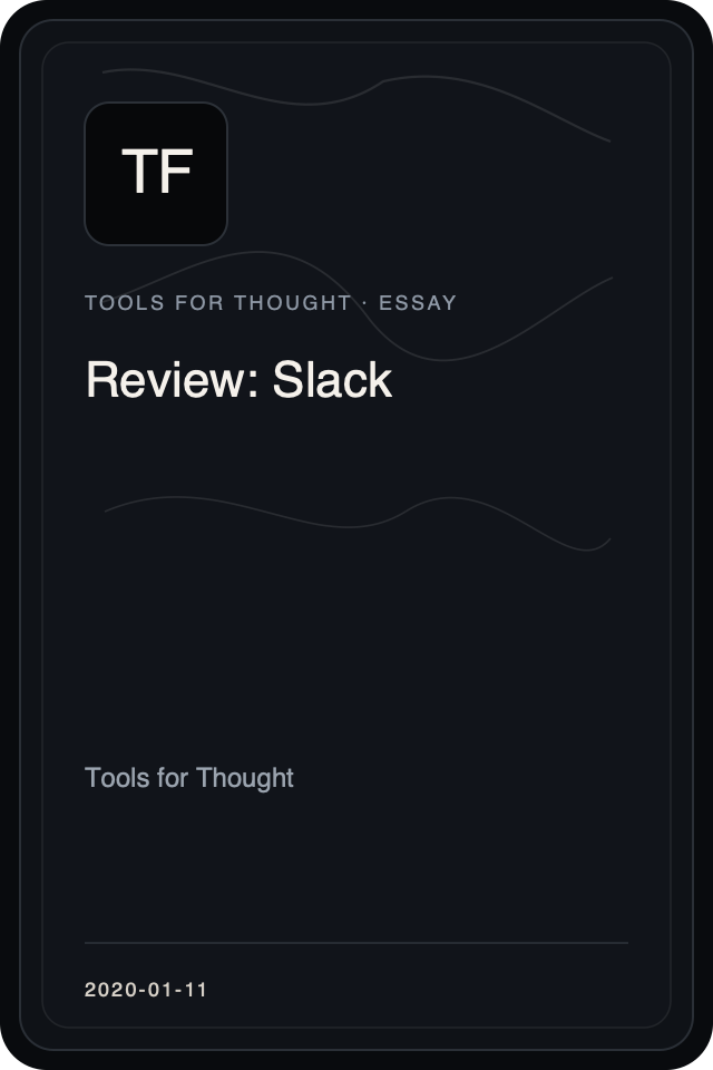 Cover treatment for Review: Slack