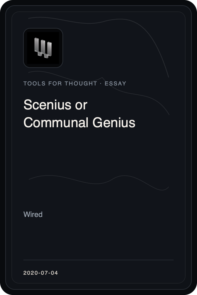 Logo treatment for Scenius or Communal Genius