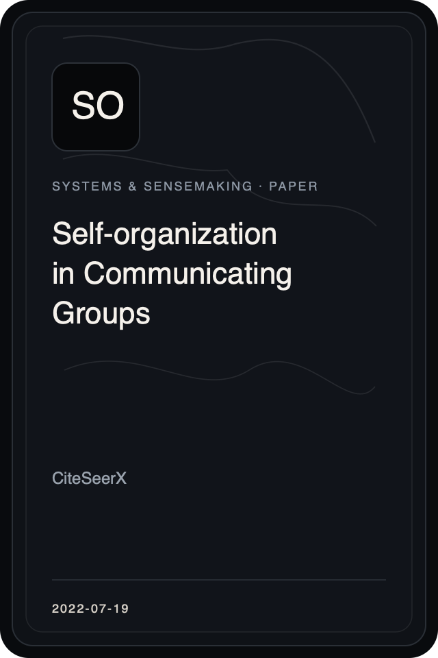 Cover treatment for Self-organization in Communicating Groups