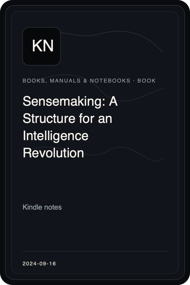 Cover treatment for Sensemaking: A Structure for an Intelligence Revolution