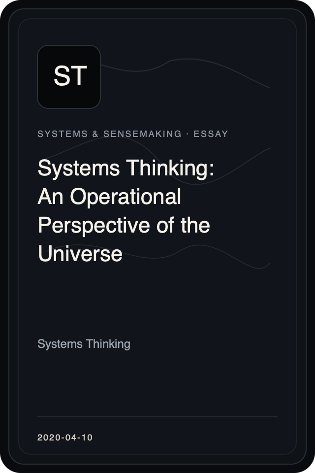 Cover treatment for Systems Thinking: An Operational Perspective of the Universe
