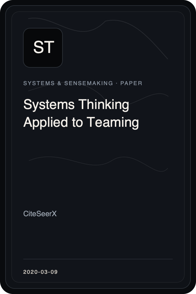 Cover treatment for Systems Thinking Applied to Teaming