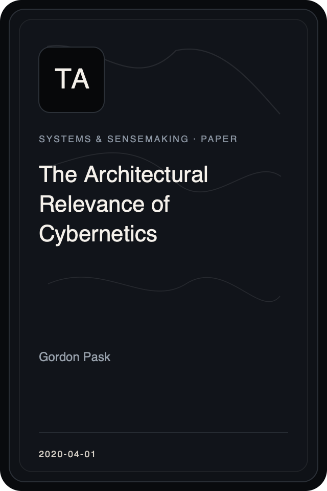 Cover treatment for The Architectural Relevance of Cybernetics