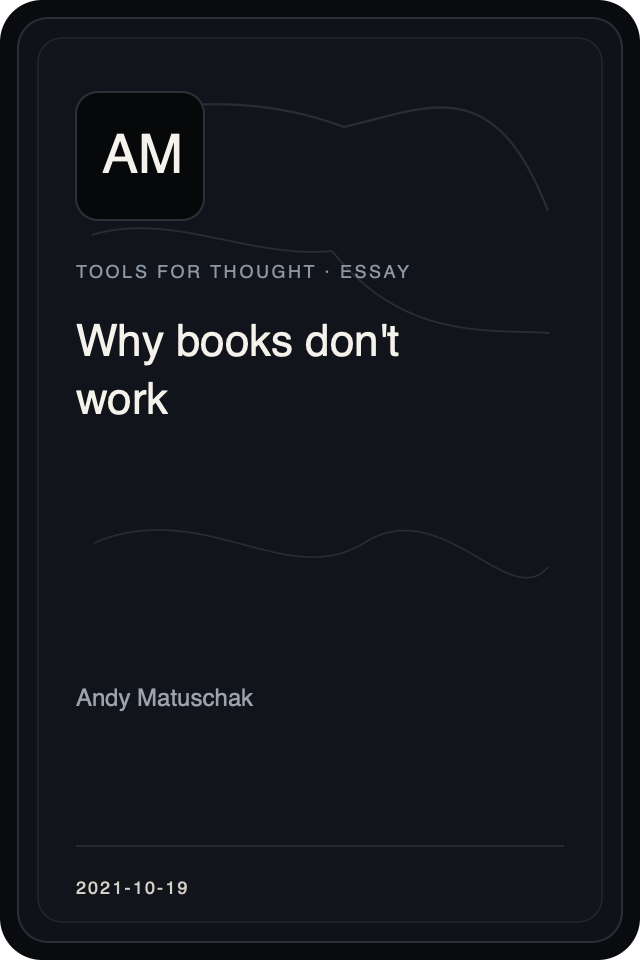 Cover treatment for Why books don't work