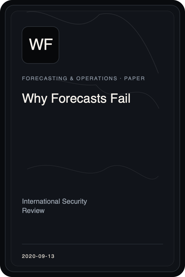 Cover treatment for Why Forecasts Fail