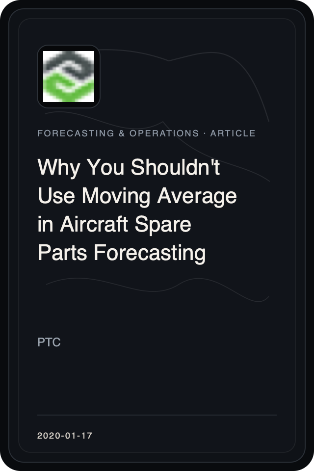 Logo treatment for Why You Shouldn't Use Moving Average in Aircraft Spare Parts Forecasting